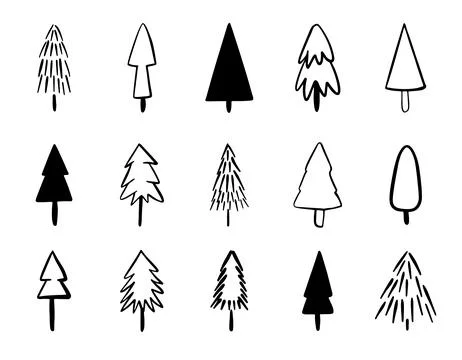 Vector set of christmas tree icons. Stock Illustration