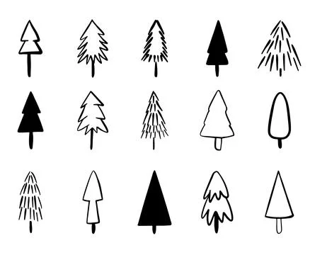 Vector set of christmas tree icons. Stock Illustration