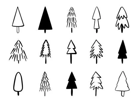Vector set of christmas tree icons. Stock Illustration