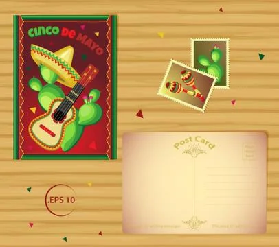 Vector set for Cinco de Mayo from templates cards from postcards and stamps. Illustrazione stock