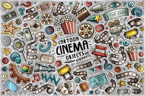 Vector set of Cinema theme items, objects and symbols Stockillustratie