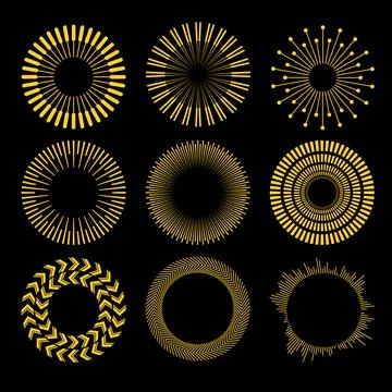 Vector Set of Circle Geometric Ornaments. . Ornamental Round Decor. Sun set.  Stock Illustration