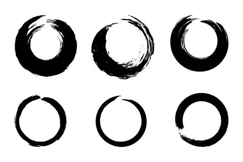 Vector set of circle ink brush strokes Stock Illustration