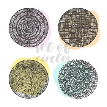 Vector set of circles with different texture Stock Illustration