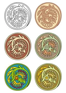 Vector set of circles with floral elements Stock Illustration