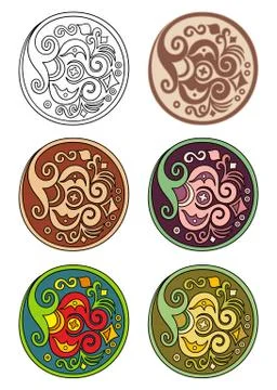 Vector set of circles with floral elements Stock Illustration