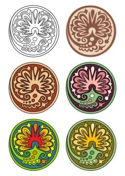 Vector set of circles with floral elements Stock Illustration
