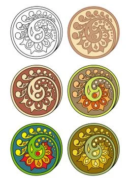 Vector set of circles with floral elements Stock Illustration