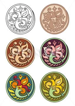 Vector set of circles with floral elements Иллюстрация