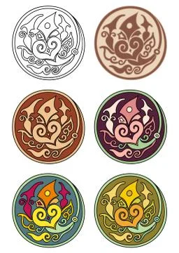 Vector set of circles with floral elements Illustrazione stock