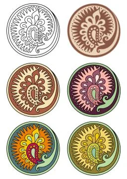 Vector set of circles with floral elements 스톡 일러스트