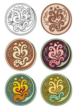 Vector set of circles with floral elements Stock Illustration