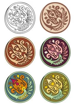 Vector set of circles with floral elements Stock Illustration