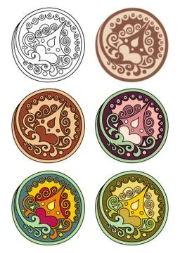Vector set of circles with floral elements Stock Illustration