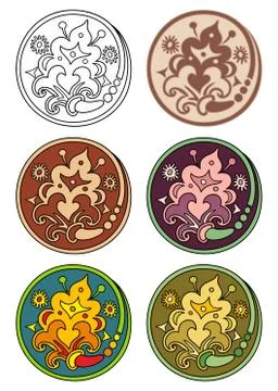 Vector set of circles with floral elements Stock Illustration