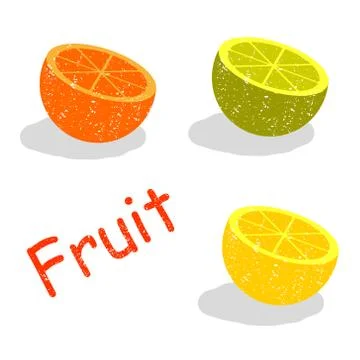 Vector set of citrus fruits in the section Stock Illustration