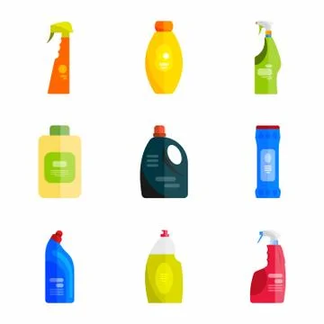 Vector set of cleaning tools. Flat design style. Stock Illustration