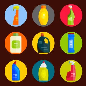 Vector set of cleaning tools. Flat design style. Stock Illustration
