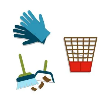 Vector set of cleaning tools. Flat design style. Stock Illustration