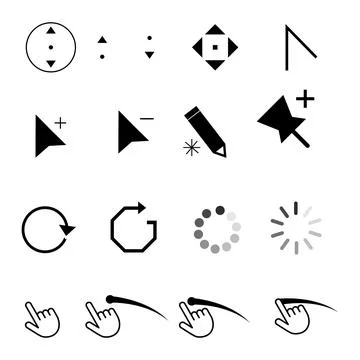 Vector set of clicking mouse cursor design Illustrazione stock
