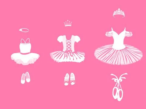 Vector set of clothes and accessories for a little ballerina in white Stock Illustration