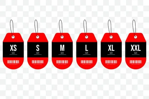 Vector Set of clothing size labels XS S M L XL XXL Size label Stock Illustration