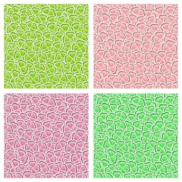 Vector set of Clover seamless patterns Stock Illustration