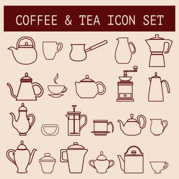 Vector set of Coffee and tea time Stock Illustration