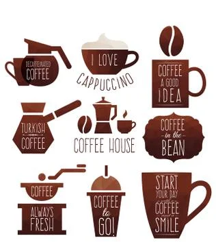 Vector set coffee design elements Stock Illustration