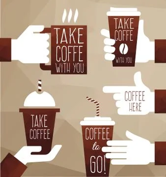 Vector set coffee design elements 스톡 일러스트