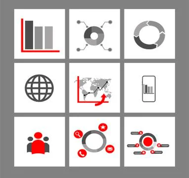 Vector set collection of stylish infographic icons, diagrams and tables. Anal Stock Illustration