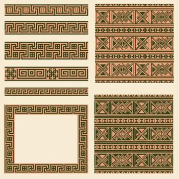 Vector set collections of ethnic Greece design elements. Ornamental seamless Stock Illustration