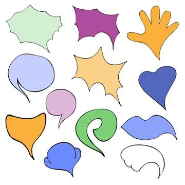 Vector Set of Color Flat Comics Bubbles. Talk and Think Stock Illustration