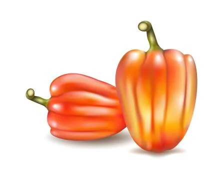 Vector Set of Colored Bulgarian Bell Peppers, Paprika Isolated on White Bac.. Stock Illustration