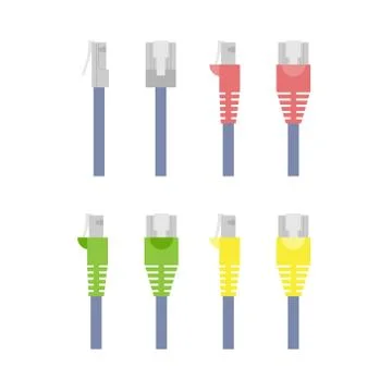 Vector set of colored ethernet connectors Stock Illustration
