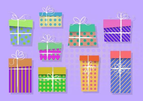 Vector set of colored gifts. Stock Illustration