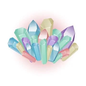 Vector set of colored minerals, crystals, diamond Stock Illustration