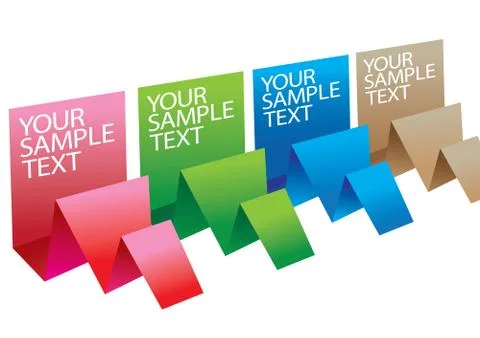 Vector set of colored paper standee isolated on white background Stock Illustration