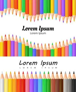 Vector set of colored pencils crayons. colored pencils crayons isolated on white Stock Illustration