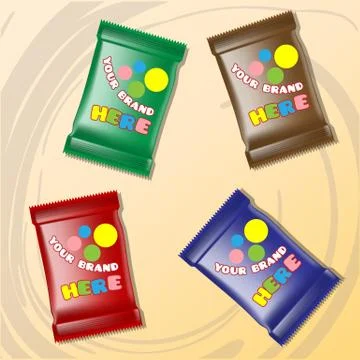 Vector set of colored polyethylene pack for candy イラスト素材
