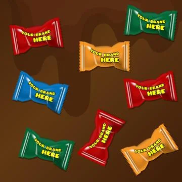 Vector set of colored polyethylene pack for candy イラスト素材