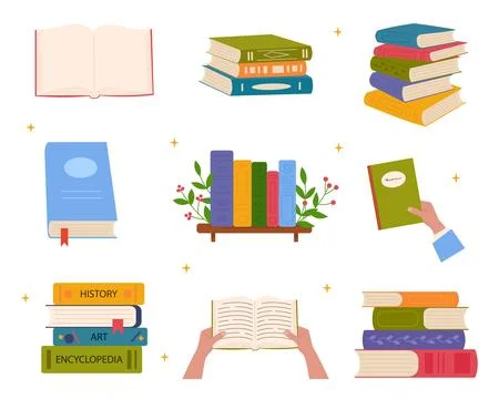 Vector set of colorful books illustration Stock Illustration