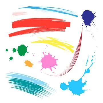Vector set of colorful brush strokes Stock Illustration