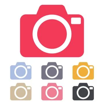 Vector set of colorful camera symbols isolated on white 스톡 일러스트