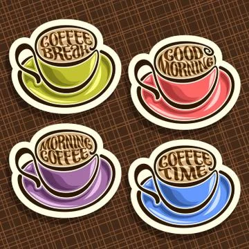 Vector set of colorful Coffee Cups Stock Illustration