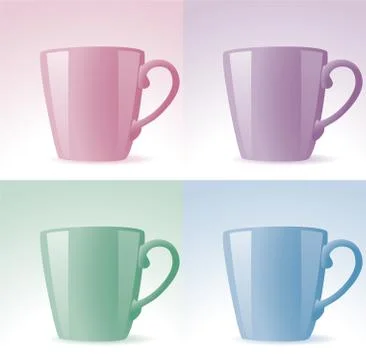 Vector set of colorful cups Illustrazione stock