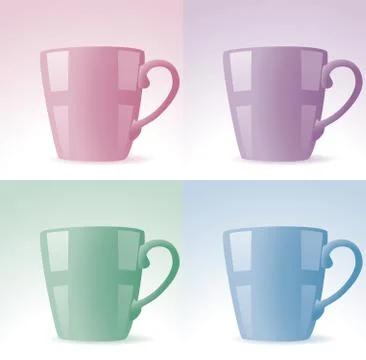 Vector set of colorful cups Stock Illustration