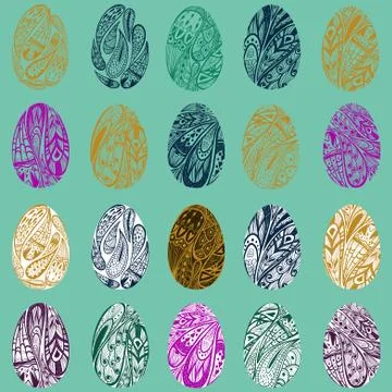 Vector set of colorful Easter eggs. Stock Illustration