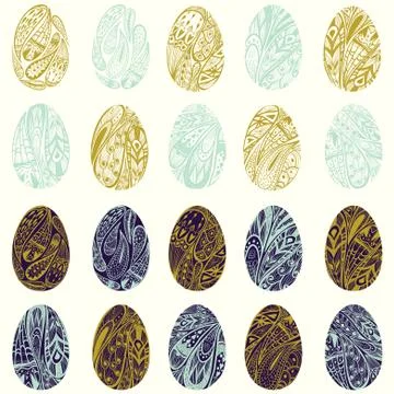 Vector set of colorful Easter eggs. Stock Illustration