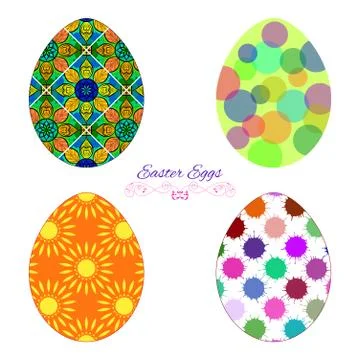 Vector Set Of Colorful Easter Eggs With Decorative Patterns Stock Illustration